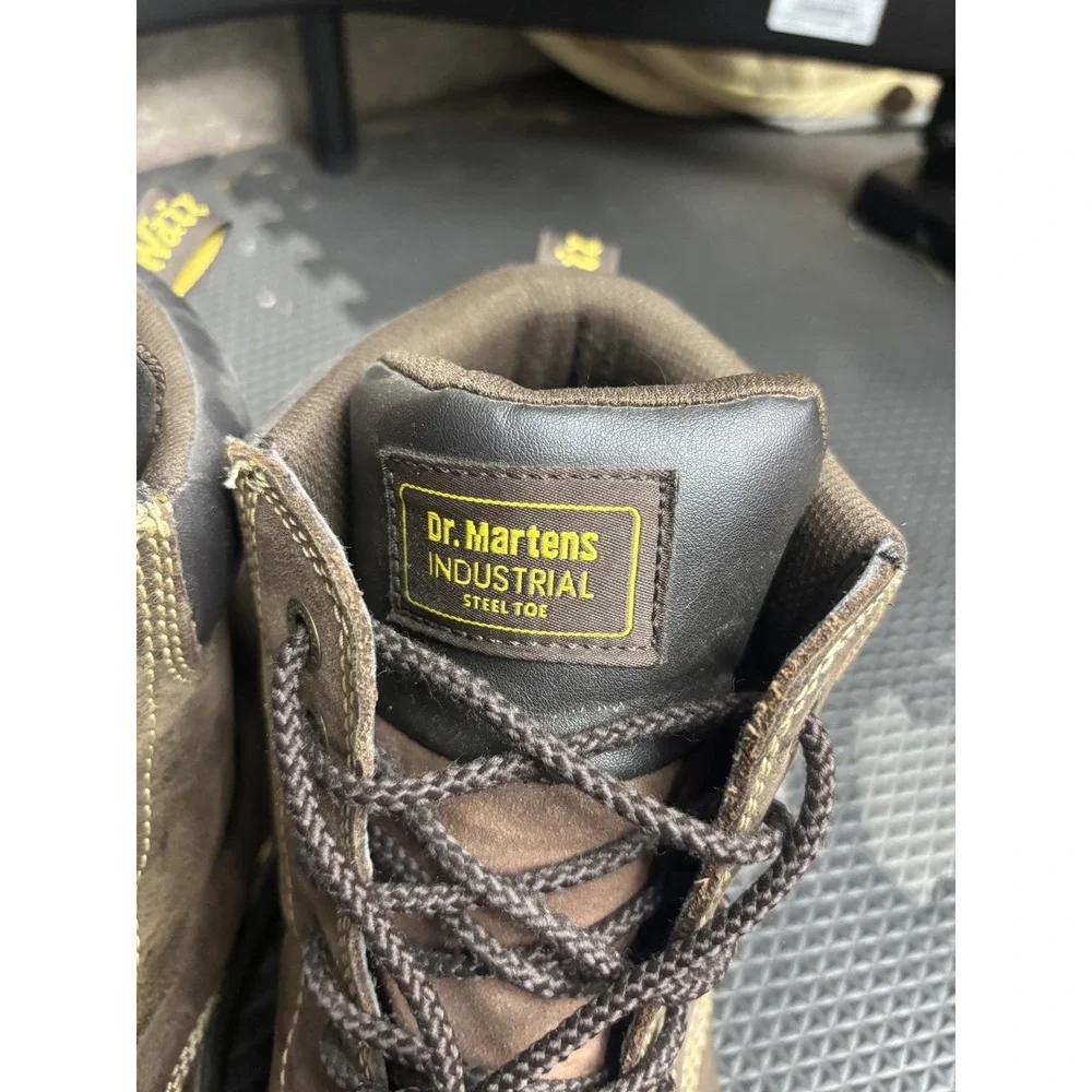 Dr. Martens Industrial Steel Toe Work Boots Men's US 16 Brown Leather Slip